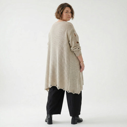 A-Form Bigshirt von AKH Premium aus Baumwolle, P1032.2603, Beige, Ausgefallen, Zeitlos