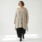 A-Form Bigshirt von AKH Premium aus Baumwolle, P1032.2603, Beige, Ausgefallen, Zeitlos