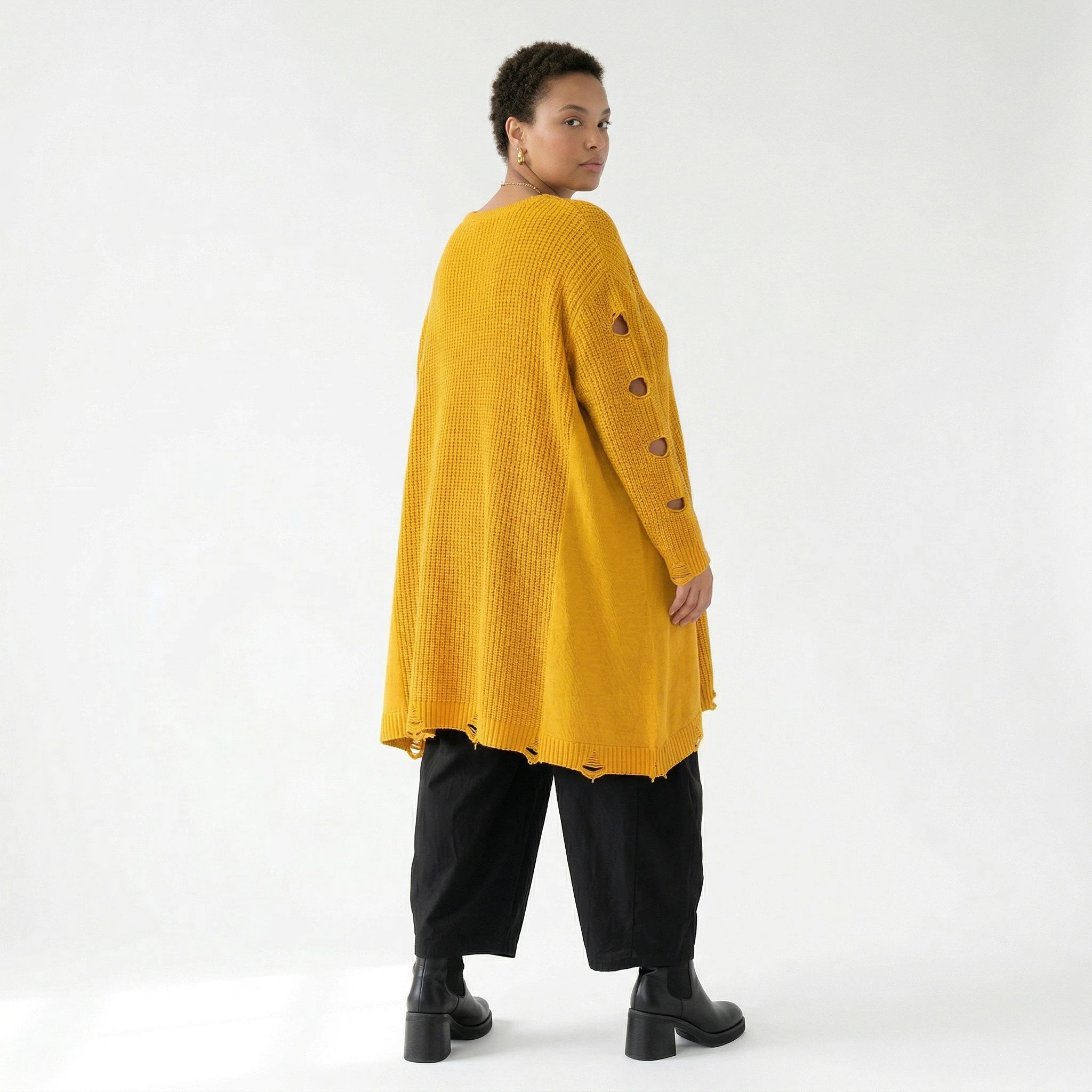 A-Form Bigshirt von AKH Premium aus Baumwolle, P1032.2603, Gelb, Ausgefallen, Zeitlos, Schick