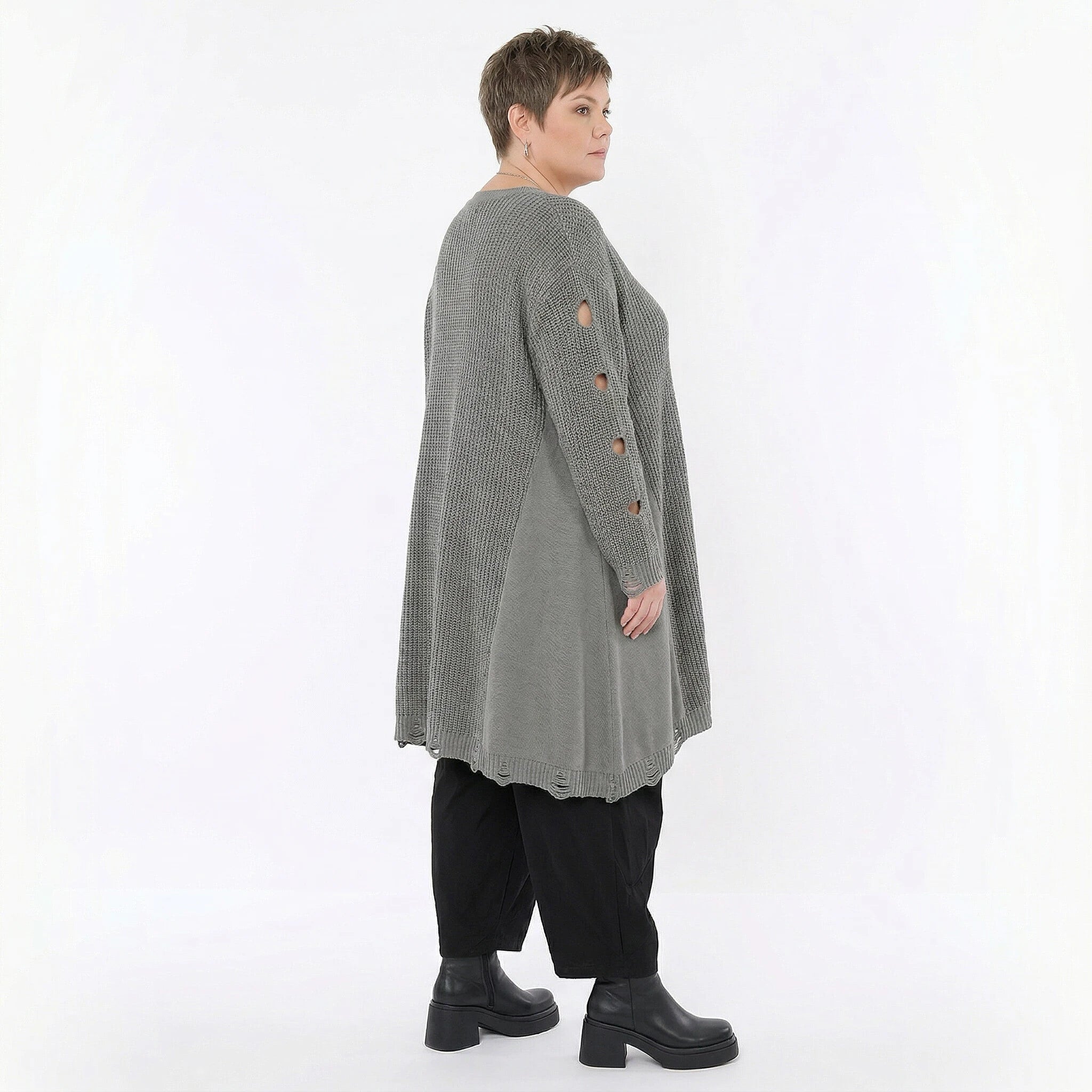 A-Form Bigshirt von AKH Premium aus Baumwolle, P1032.2603, Grau, Ausgefallen, Zeitlos, Schick