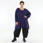 A-Form Bigshirt von AKH Premium aus Baumwolle, P1032.2603, Lila, Ausgefallen, Zeitlos, Schick
