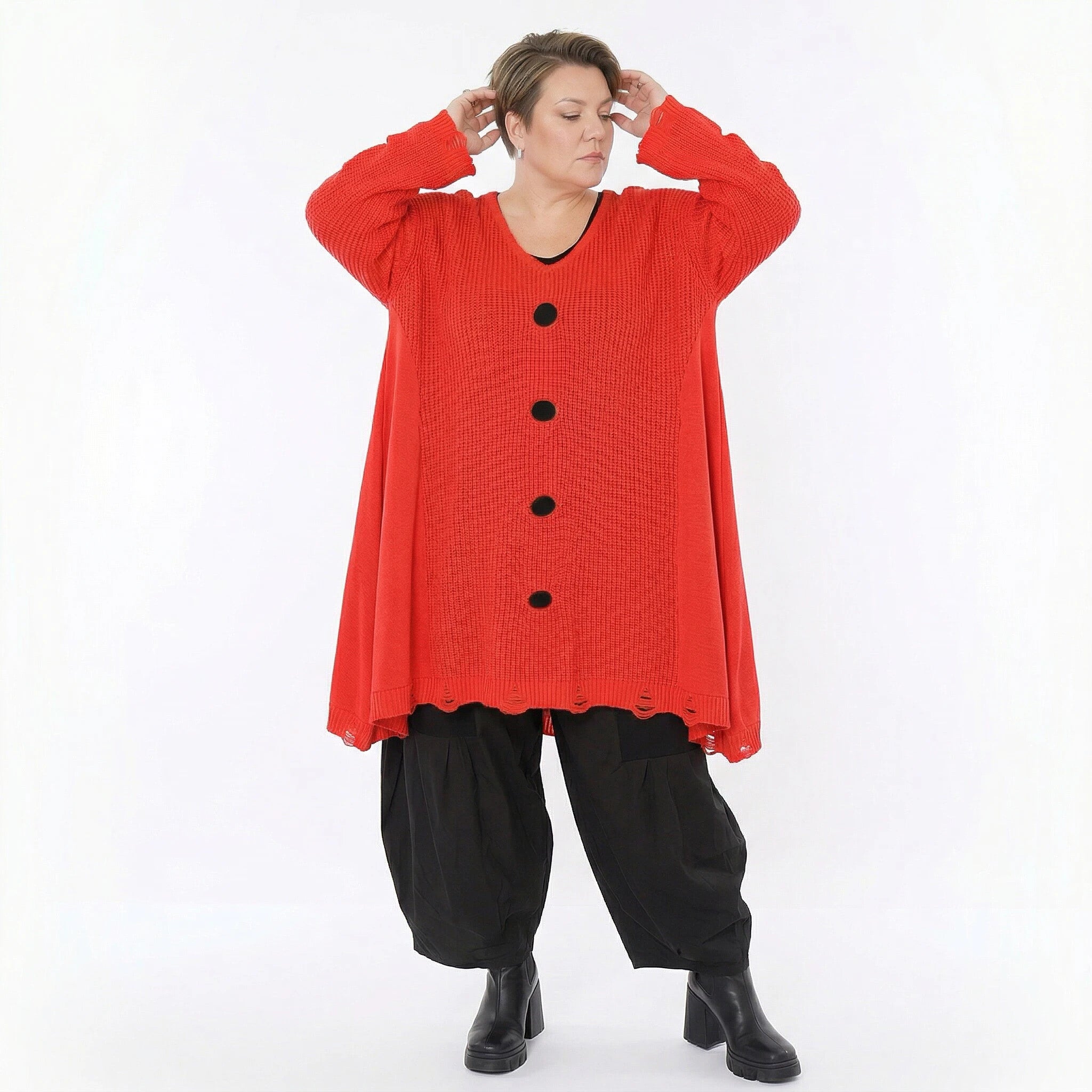 A-Form Bigshirt von AKH Premium aus Baumwolle, P1032.2603, Orange, Ausgefallen, Zeitlos