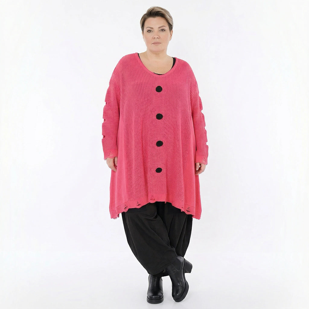 A-Form Bigshirt von AKH Premium aus Baumwolle, P1032.2603, Rosa, Ausgefallen, Zeitlos, Schick