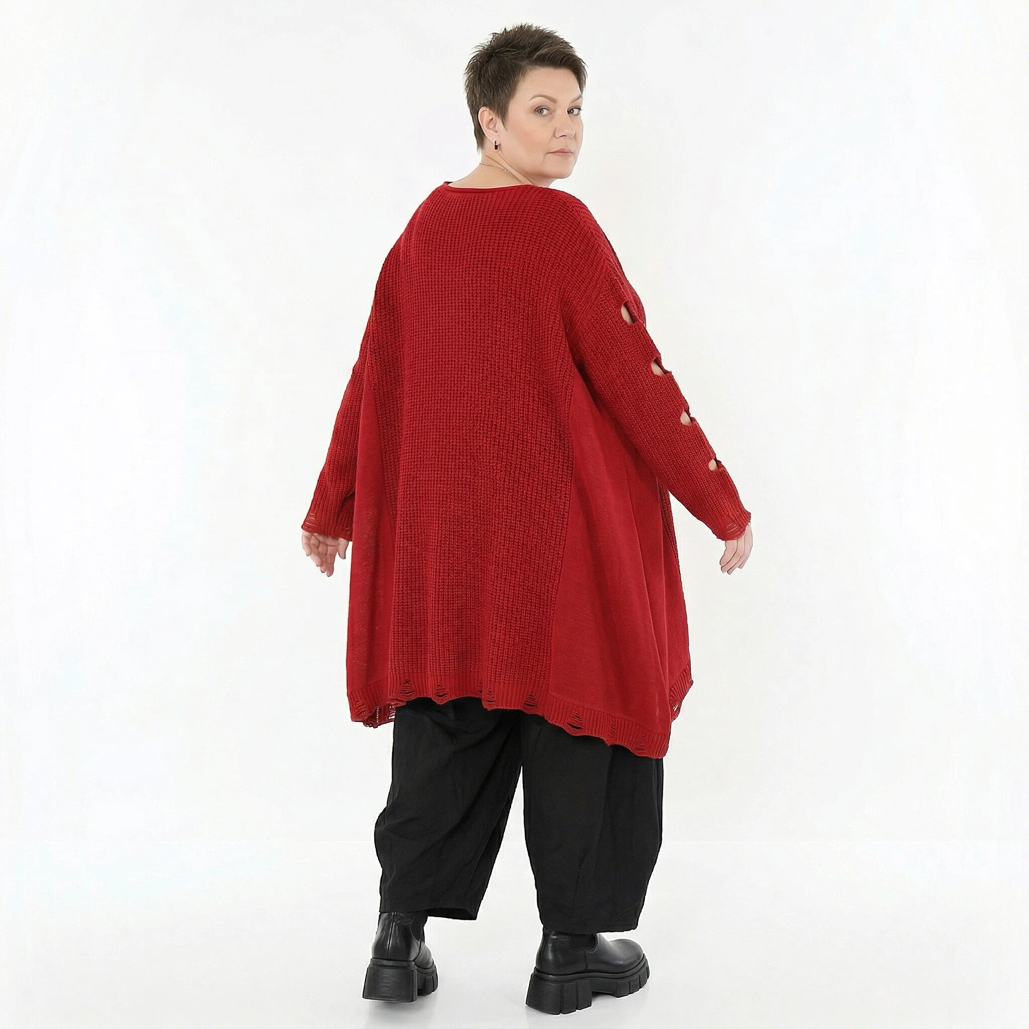 A-Form Bigshirt von AKH Premium aus Baumwolle, P1032.2603, Rot, Ausgefallen, Zeitlos, Schick