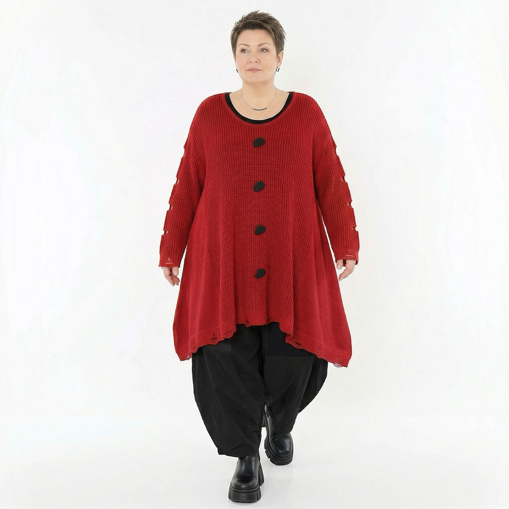 A-Form Bigshirt von AKH Premium aus Baumwolle, P1032.2603, Rot, Ausgefallen, Zeitlos, Schick