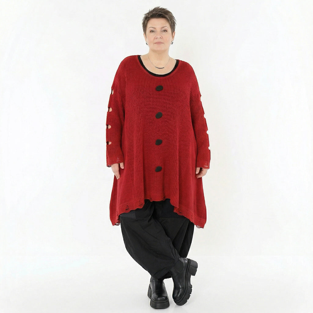 A-Form Bigshirt von AKH Premium aus Baumwolle, P1032.2603, Rot, Ausgefallen, Zeitlos, Schick