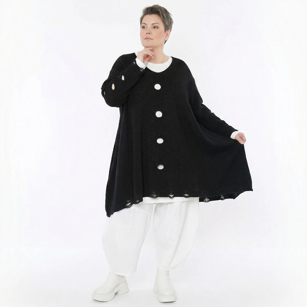 A-Form Bigshirt von AKH Premium aus Baumwolle, P1032.2603, Schwarz, Ausgefallen, Zeitlos