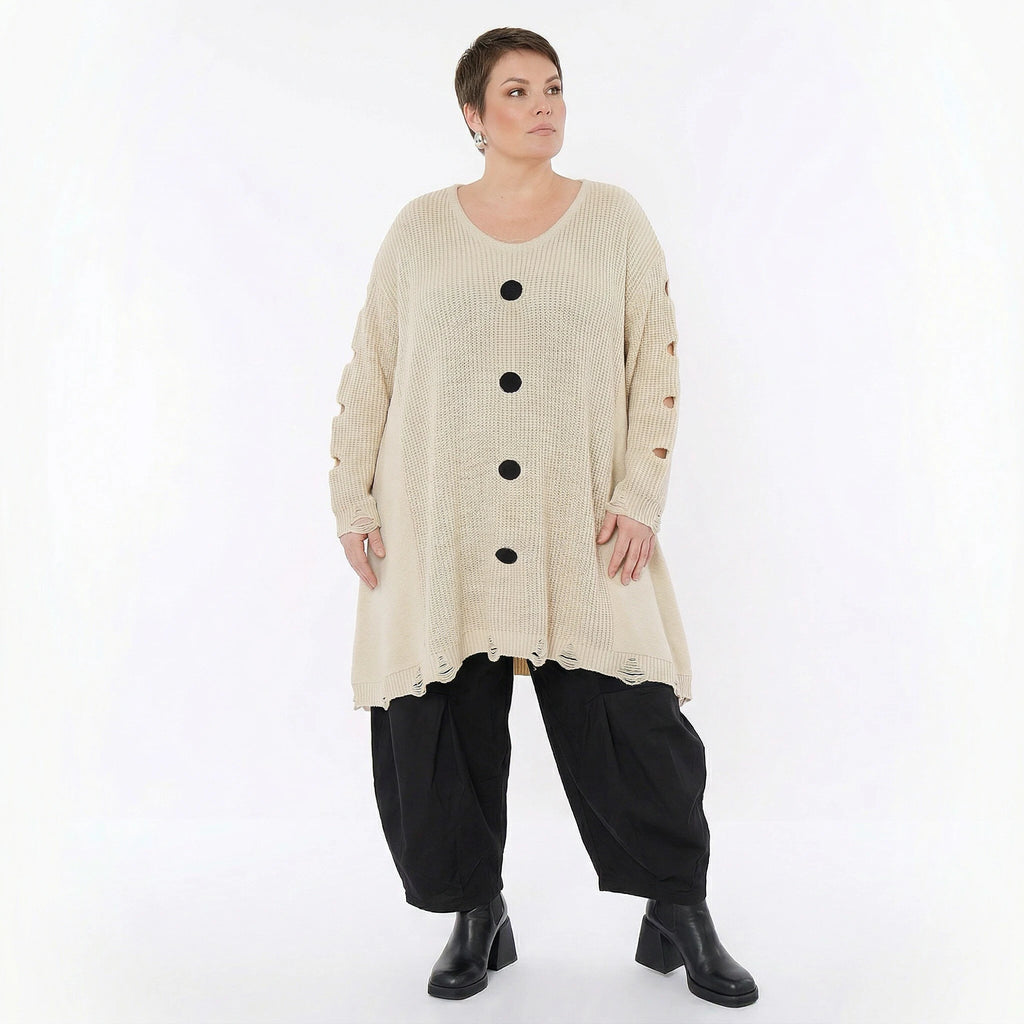 A-Form Bigshirt von AKH Premium aus Baumwolle, P1032.2603, Weiß, Ausgefallen, Zeitlos, Schick