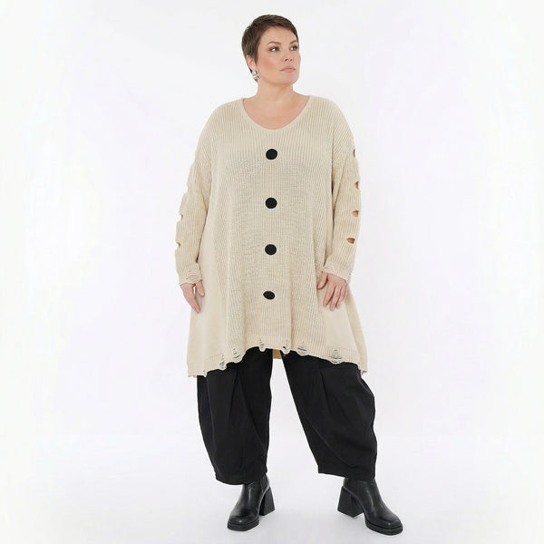 A-Form Bigshirt von AKH Premium aus Baumwolle, P1032.2603, Weiß, Ausgefallen, Zeitlos, Schick