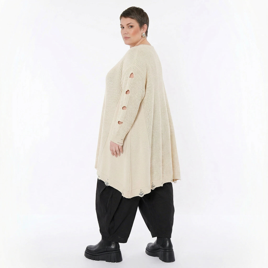 A-Form Bigshirt von AKH Premium aus Baumwolle, P1032.2603, Weiß, Ausgefallen, Zeitlos, Schick