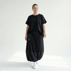 Oversize-Bluse Damen Maxlive Schwarz mit Paspel | EU 38 bis 62 | Lagenlook, Avantgarde, elastisch, Made in Turkey