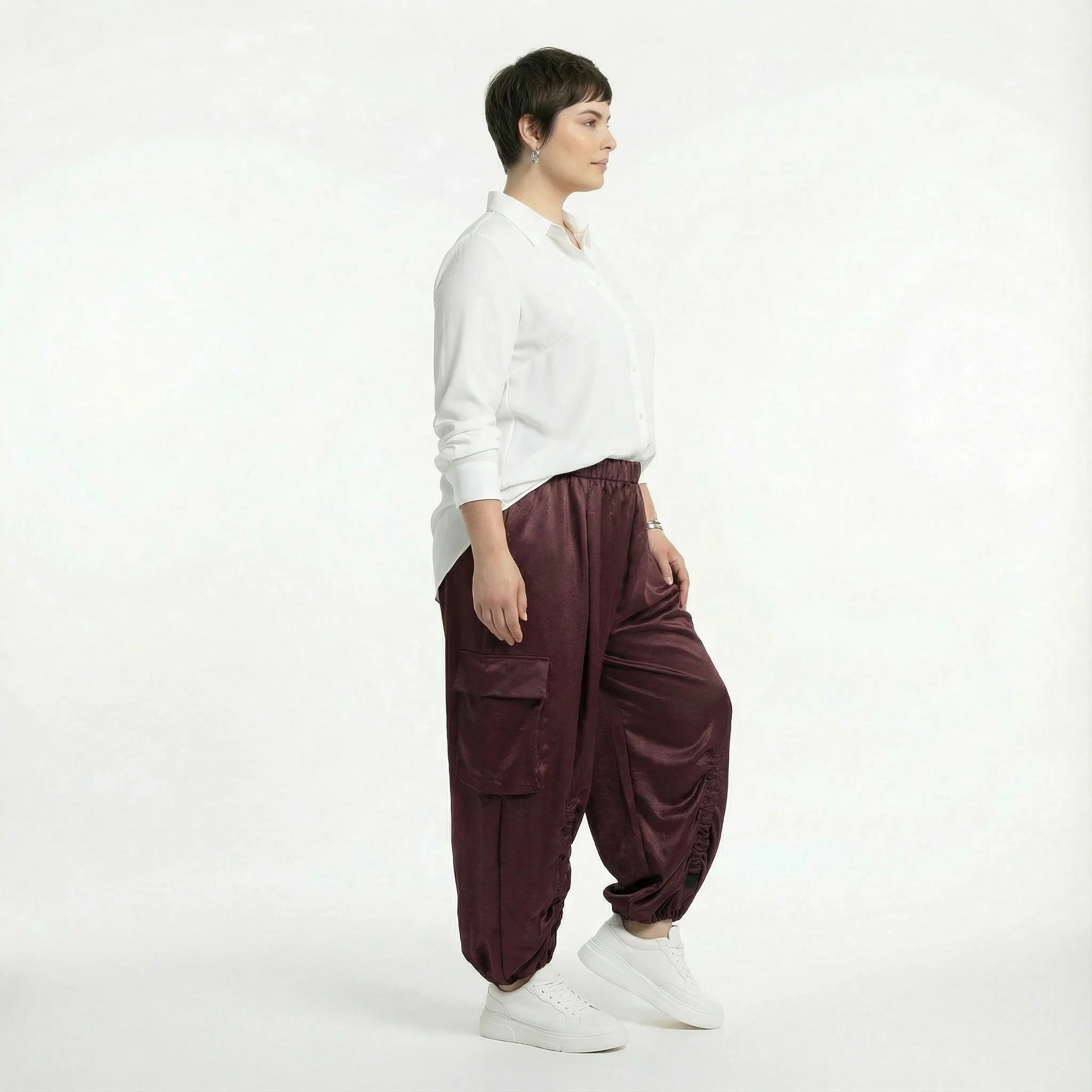  Ballonhose von AKH Premium aus Materialmix, P1027.7181, Weinrot, Ausgefallen, Zeitlos