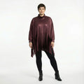  AKH Premium Bigshirt in kastiger Form, aus Materialmix, P1027.7182, Weinrot, Ausgefallen