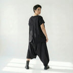 Damen Ballonhose Schwarz Caraclan, asymmetrischer Schnitt, Baumwolle, EU 38 bis 50 – Avantgarde, weit, künstlerisch, urban