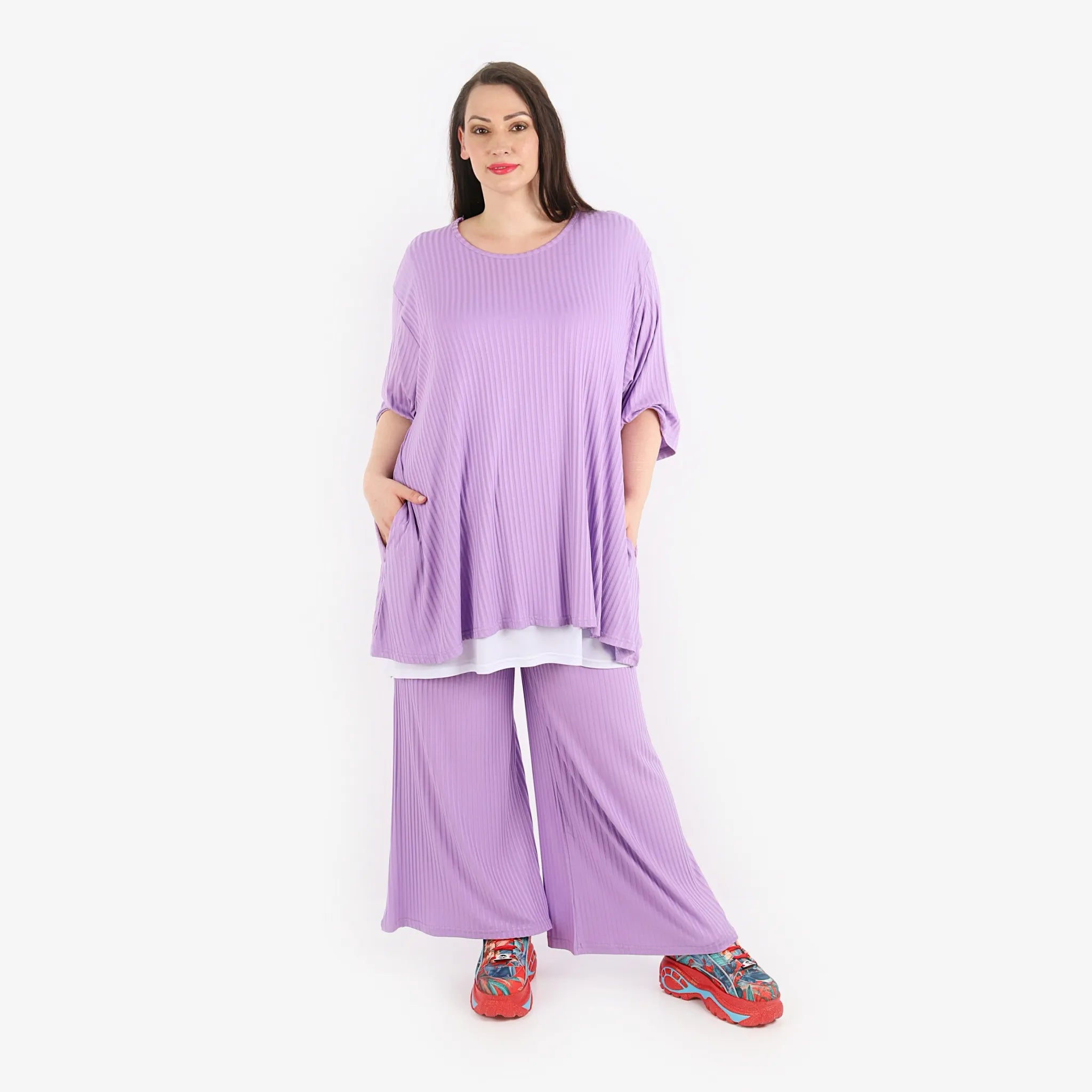  Papita Hose in gerader Form, aus Viskose, 6937, Lavender, Schick, Modern, Bequem, Schick