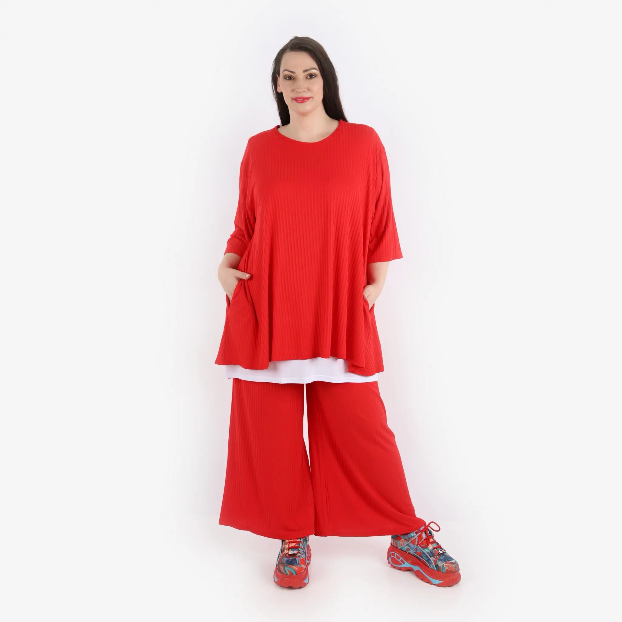  Papita Bigshirt in Glocken-Form, aus Viskose, 6936, Rubinen Rot, Schick, Modern, Bequem