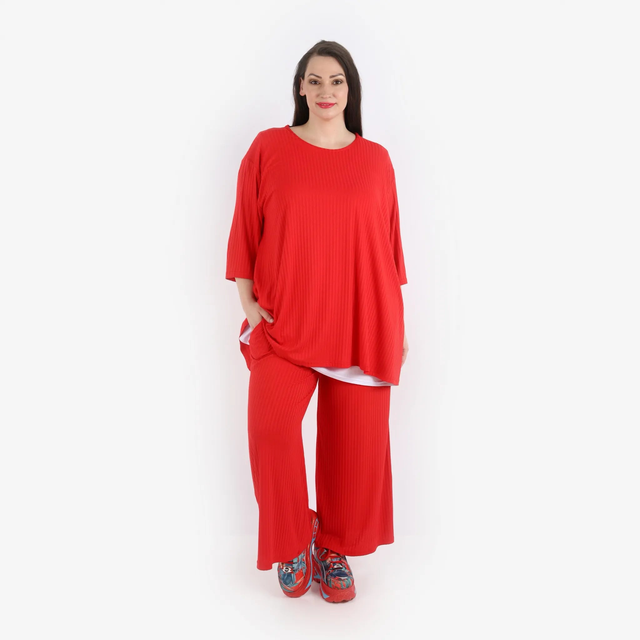  Papita Bigshirt in Glocken-Form, aus Viskose, 6936, Rubinen Rot, Schick, Modern, Bequem