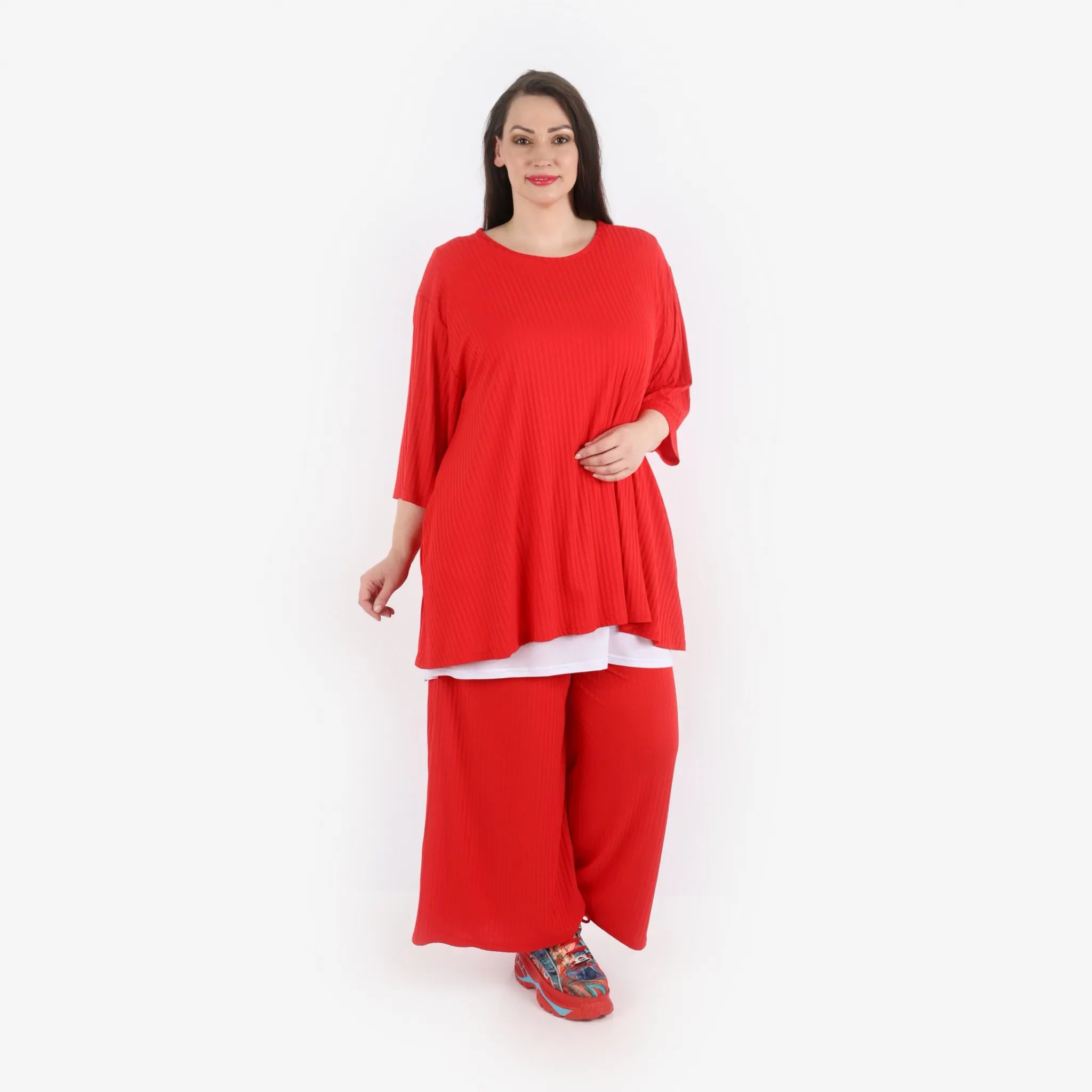  Papita Bigshirt in Glocken-Form, aus Viskose, 6936, Rubinen Rot, Schick, Modern, Bequem