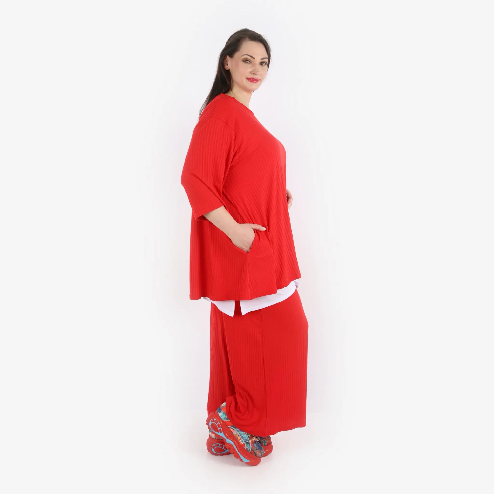  Papita Bigshirt in Glocken-Form, aus Viskose, 6936, Rubinen Rot, Schick, Modern, Bequem