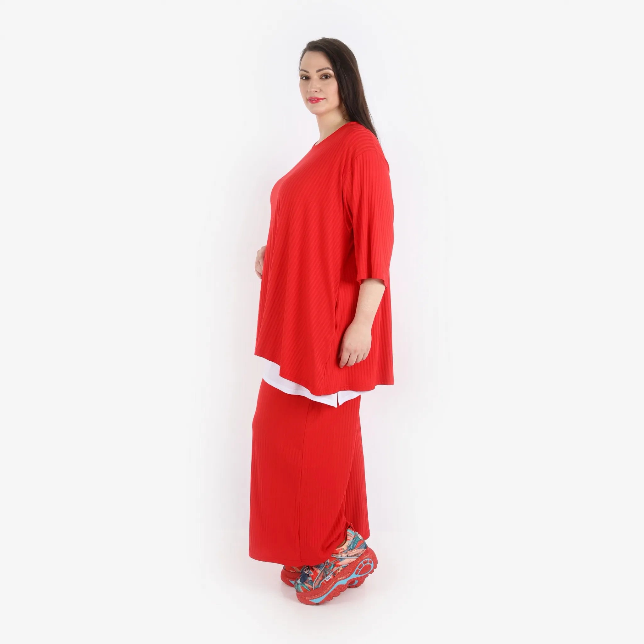  Papita Bigshirt in Glocken-Form, aus Viskose, 6936, Rubinen Rot, Schick, Modern, Bequem