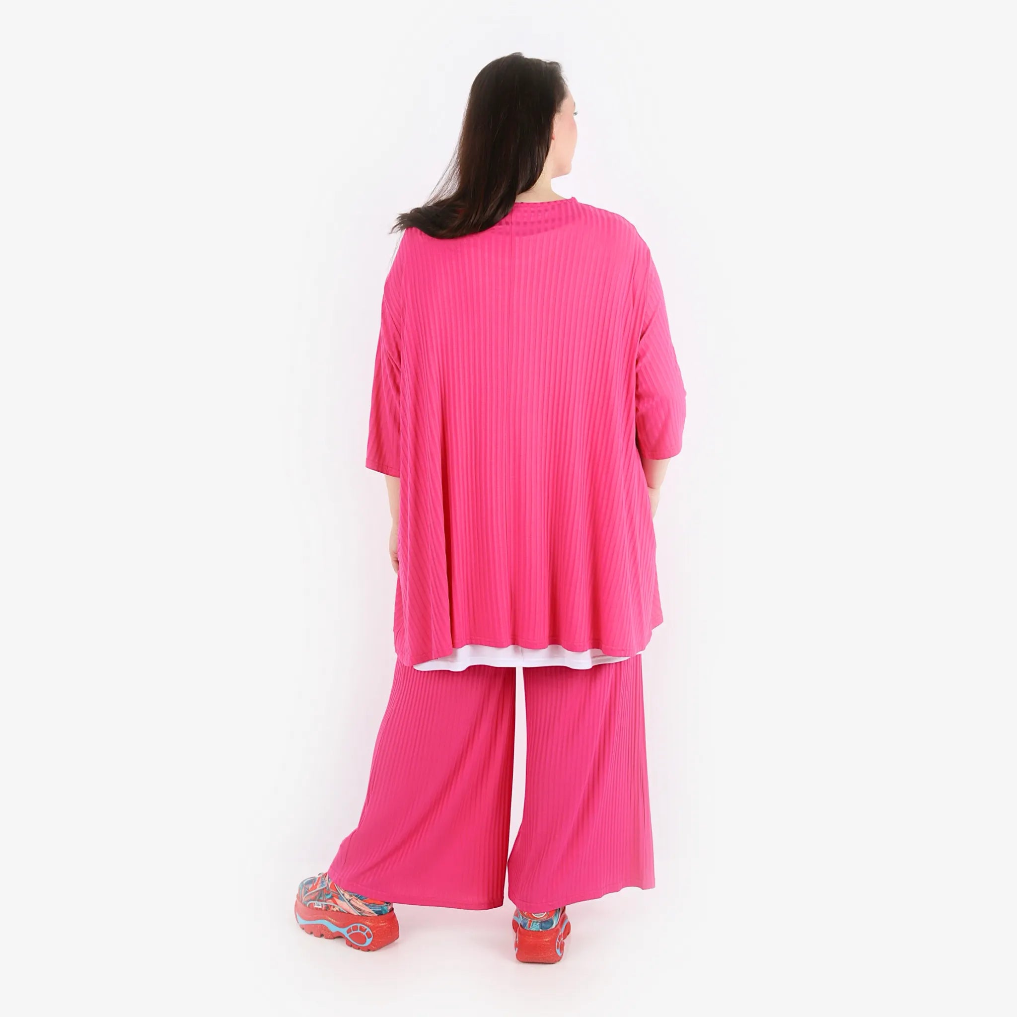  Papita Hose in gerader Form, aus Viskose, 6937, Fuchsia Pink, Schick, Modern, Bequem