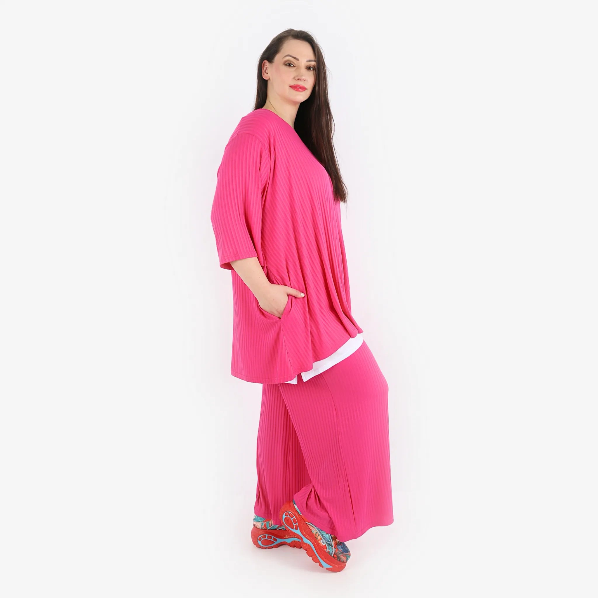  Papita Hose in gerader Form, aus Viskose, 6937, Fuchsia Pink, Schick, Modern, Bequem