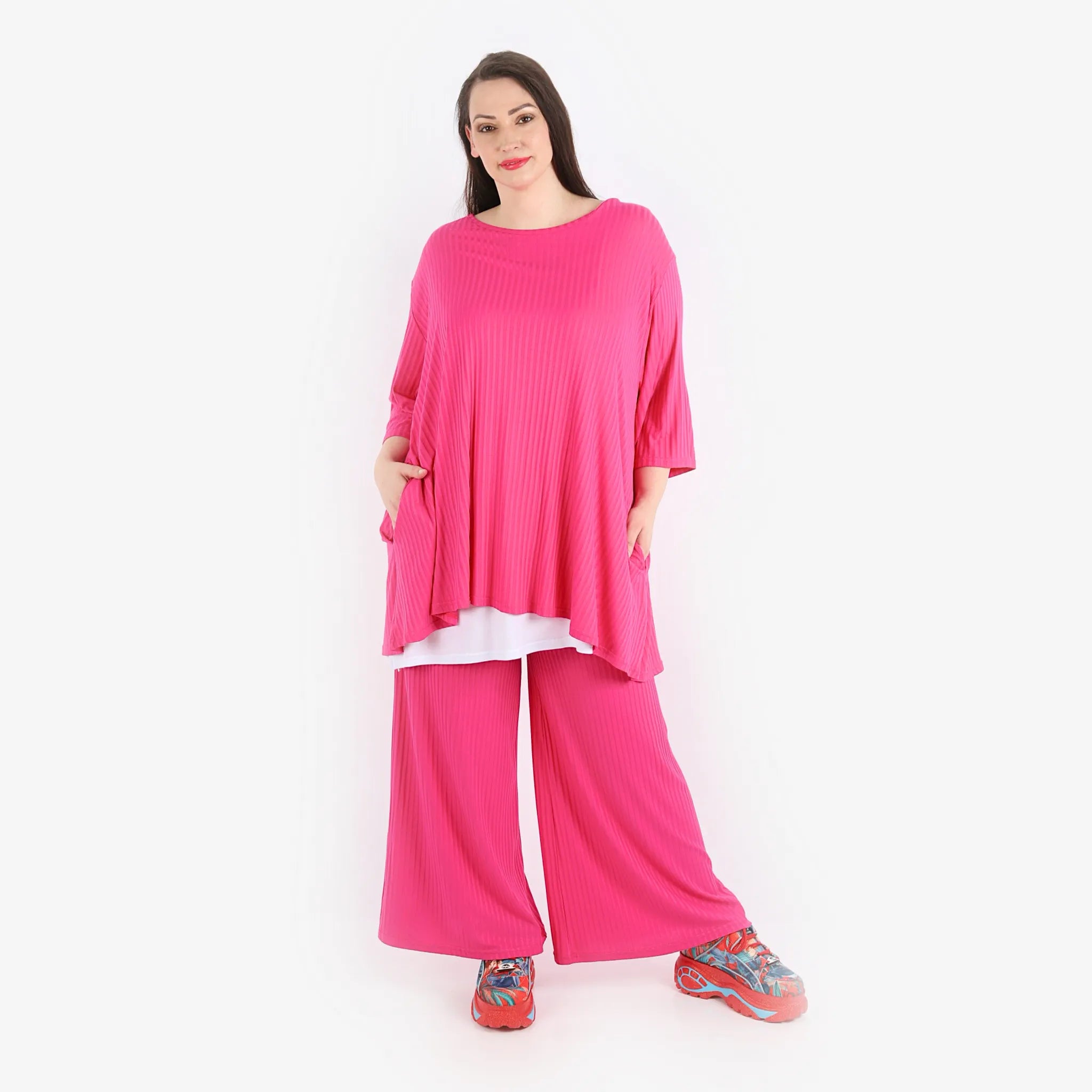  Papita Hose in gerader Form, aus Viskose, 6937, Fuchsia Pink, Schick, Modern, Bequem