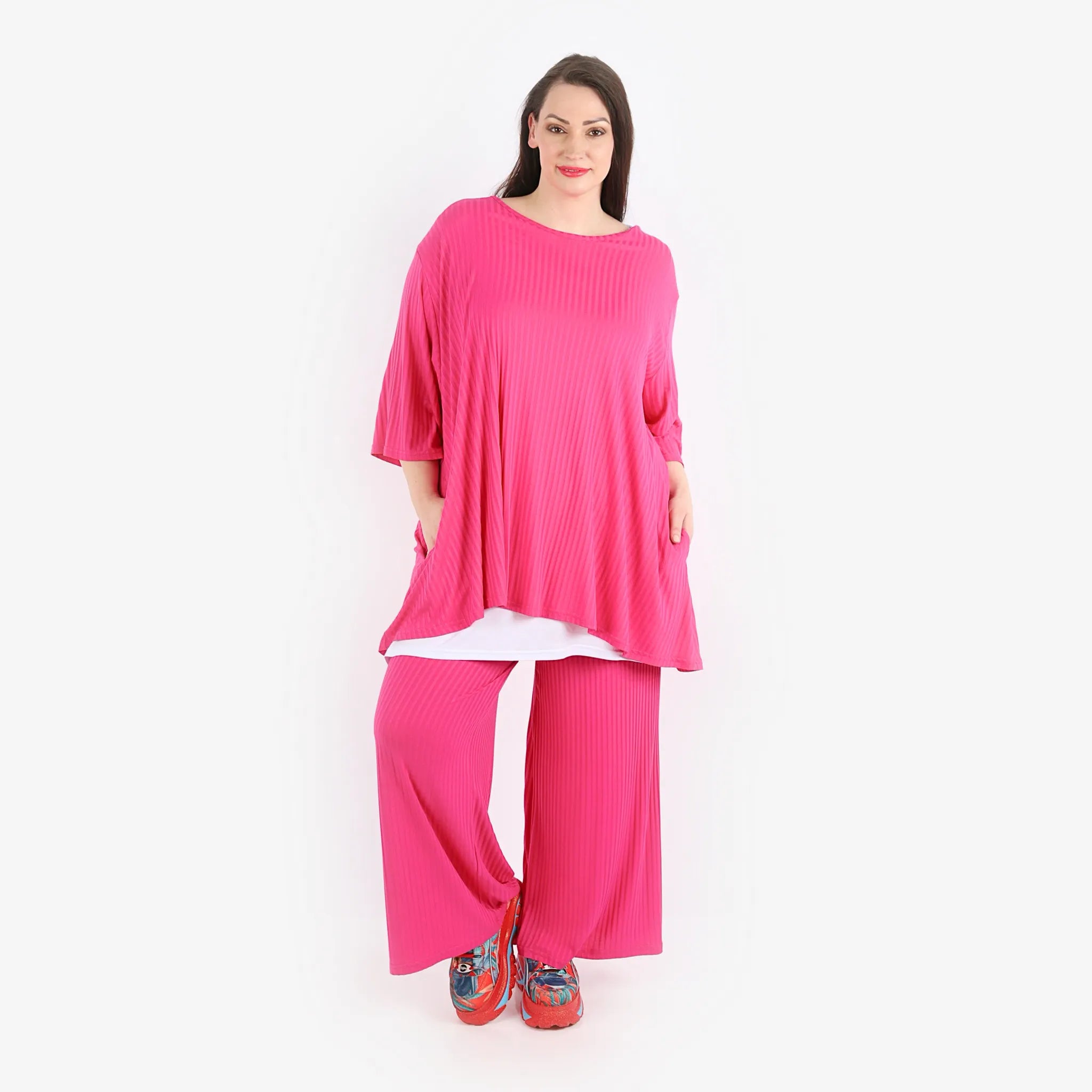  Papita Hose in gerader Form, aus Viskose, 6937, Fuchsia Pink, Schick, Modern, Bequem