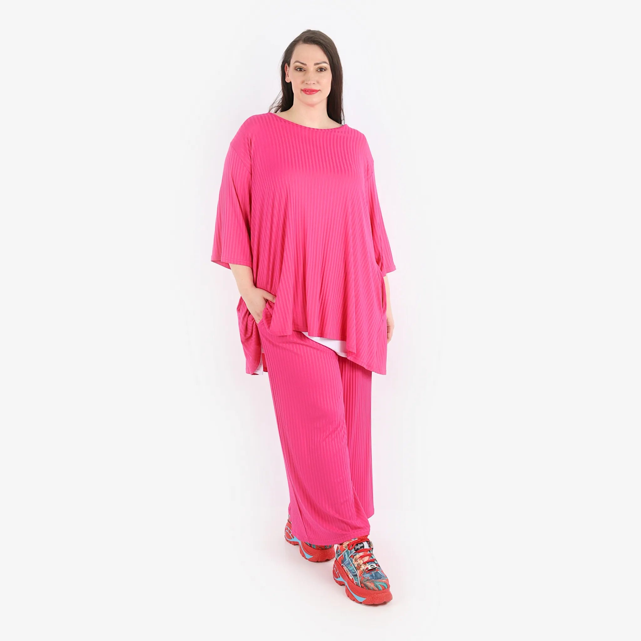  Papita Hose in gerader Form, aus Viskose, 6937, Fuchsia Pink, Schick, Modern, Bequem