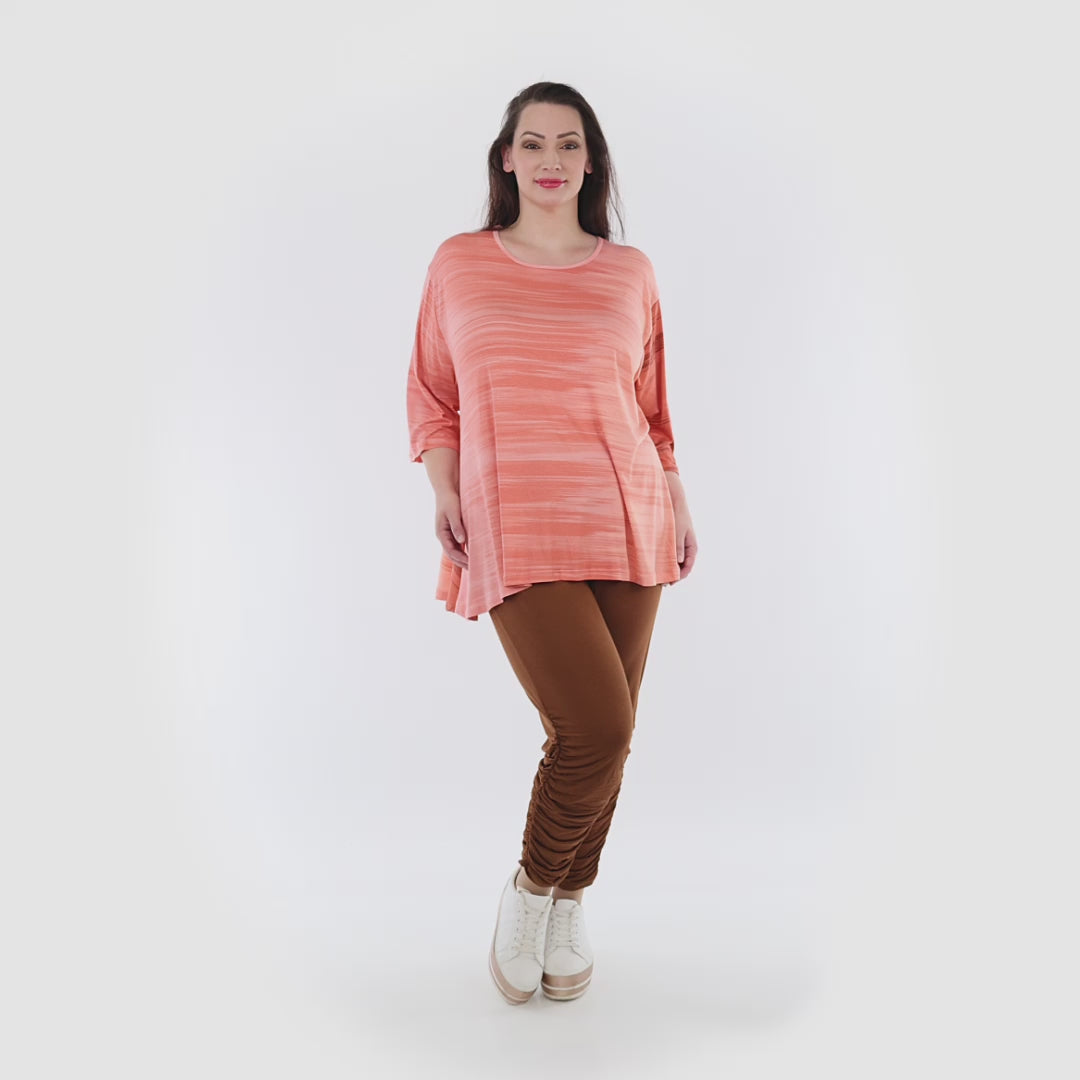 AKH Fashion Shirt in Glocken-Form, aus Viskose, 1249.01892, Koralle-Orange, Batik, Schick