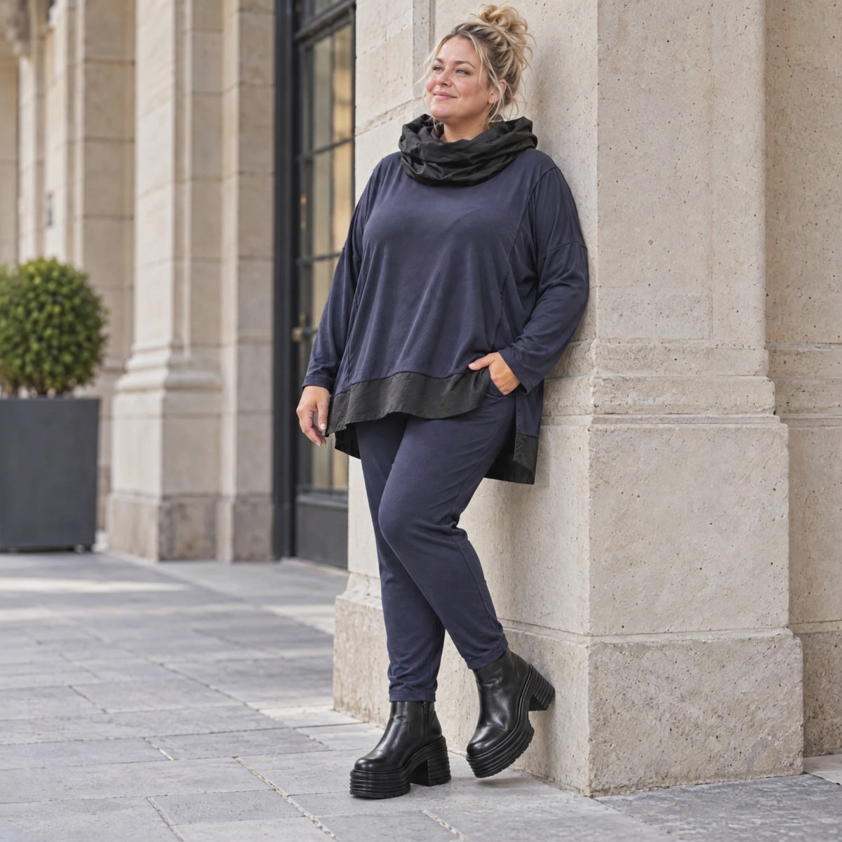 Winter Karottenleggings aus warmem Viskosejersey mit Stretch und bequemem Dehnbund