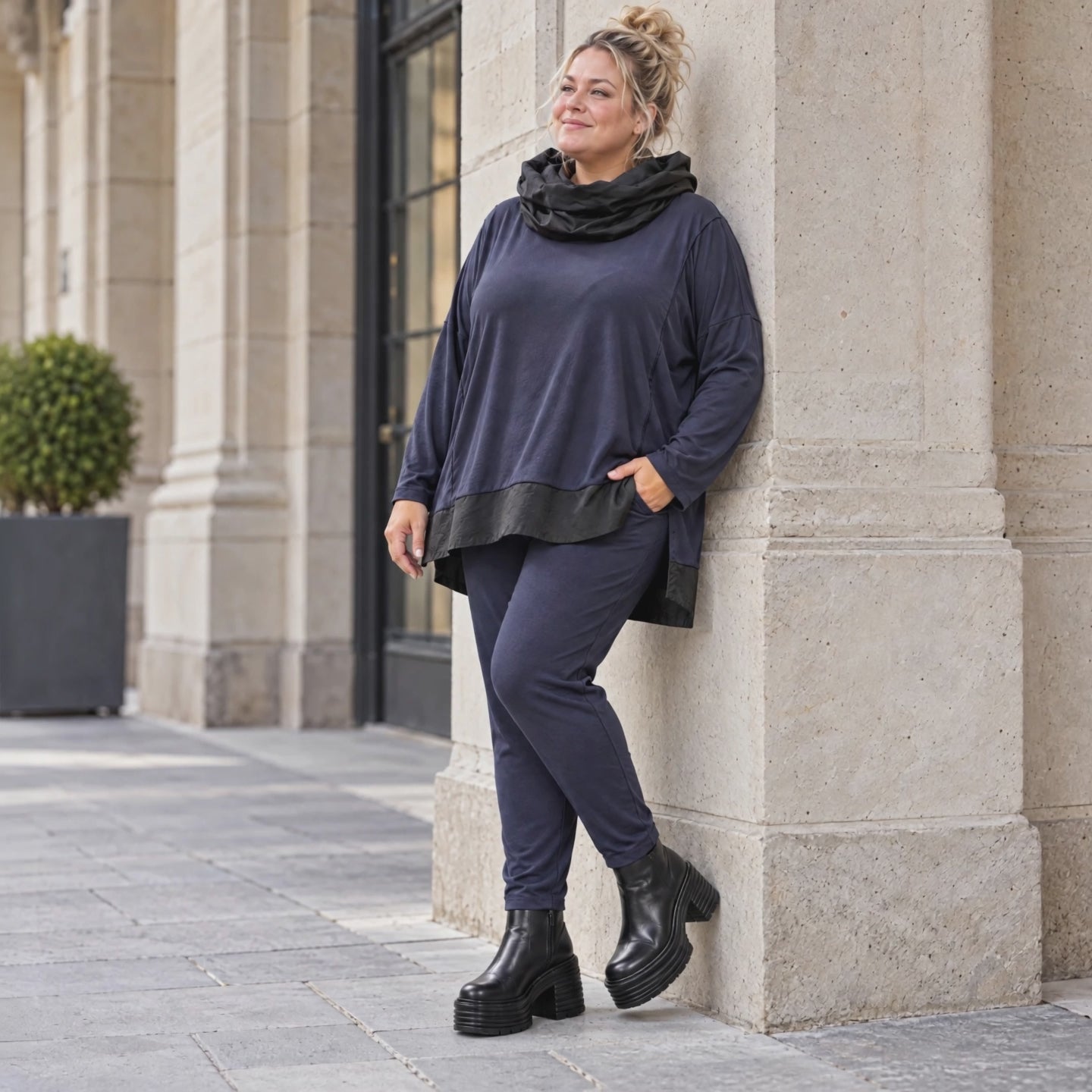 Winter Karottenleggings aus warmem Viskosejersey mit Stretch und bequemem Dehnbund