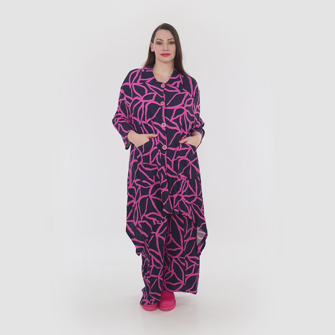 A-Form Jacke von AKH Fashion aus Viskose, 1317.06935, Marine-Fuchsia, Grafik, Schick