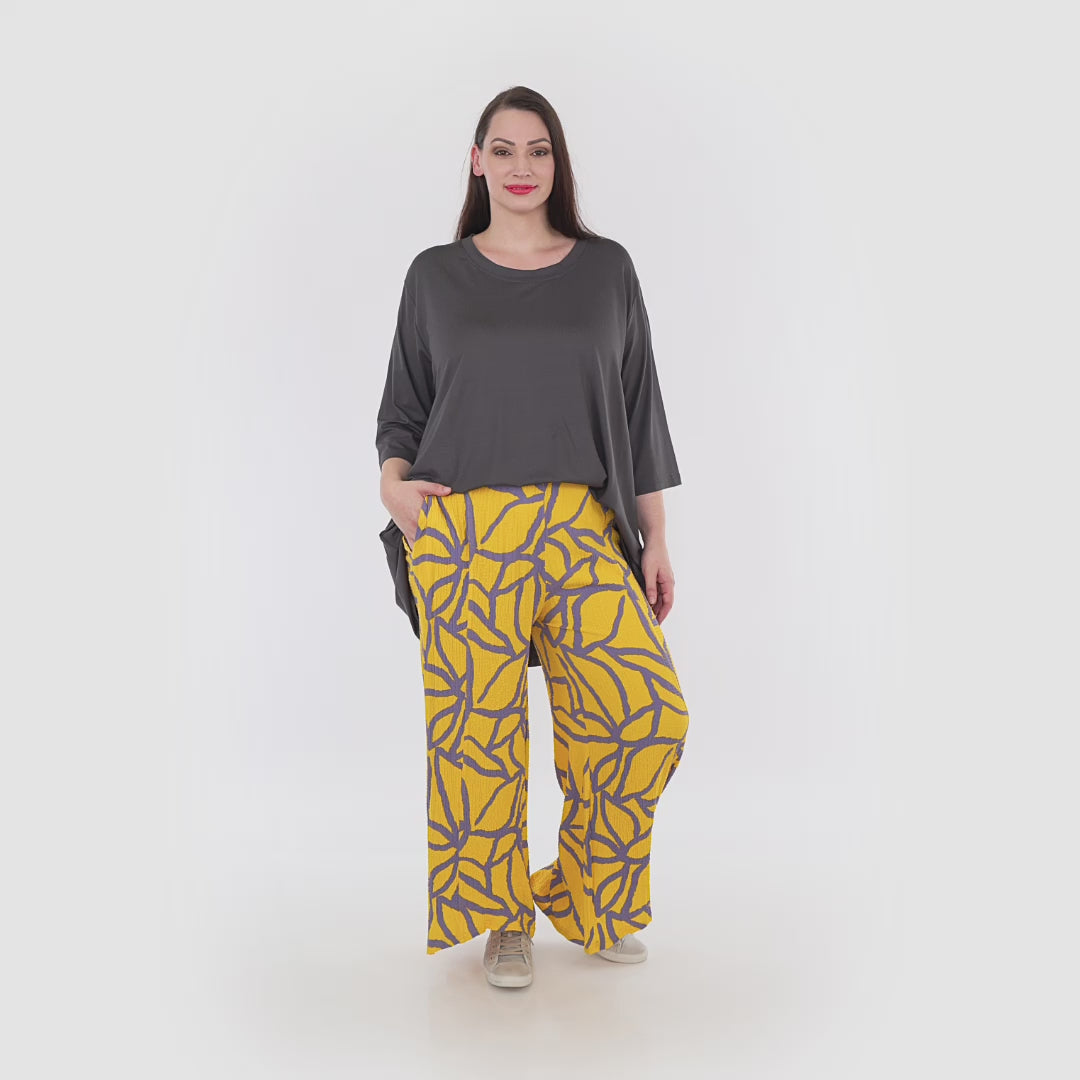 AKH Fashion Hose in gerader Form, aus Viskose, 1317.06927, Gelb-Fliedergrau, Grafik