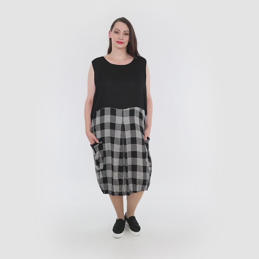 Ballon Tunika von AKH Fashion aus Viskose, 1269.06942, Schwarz-Grau-Weiß, Schick, Modern