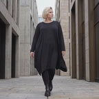 Fließendes A-Linienkleid aus Slinky mit Stretch und Rundhalsausschnitt pflegeleicht