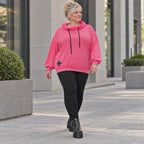 Hoodie in leuchtendem Pink aus weichem Stretchjersey mit Kapuze und gerader Schnittform