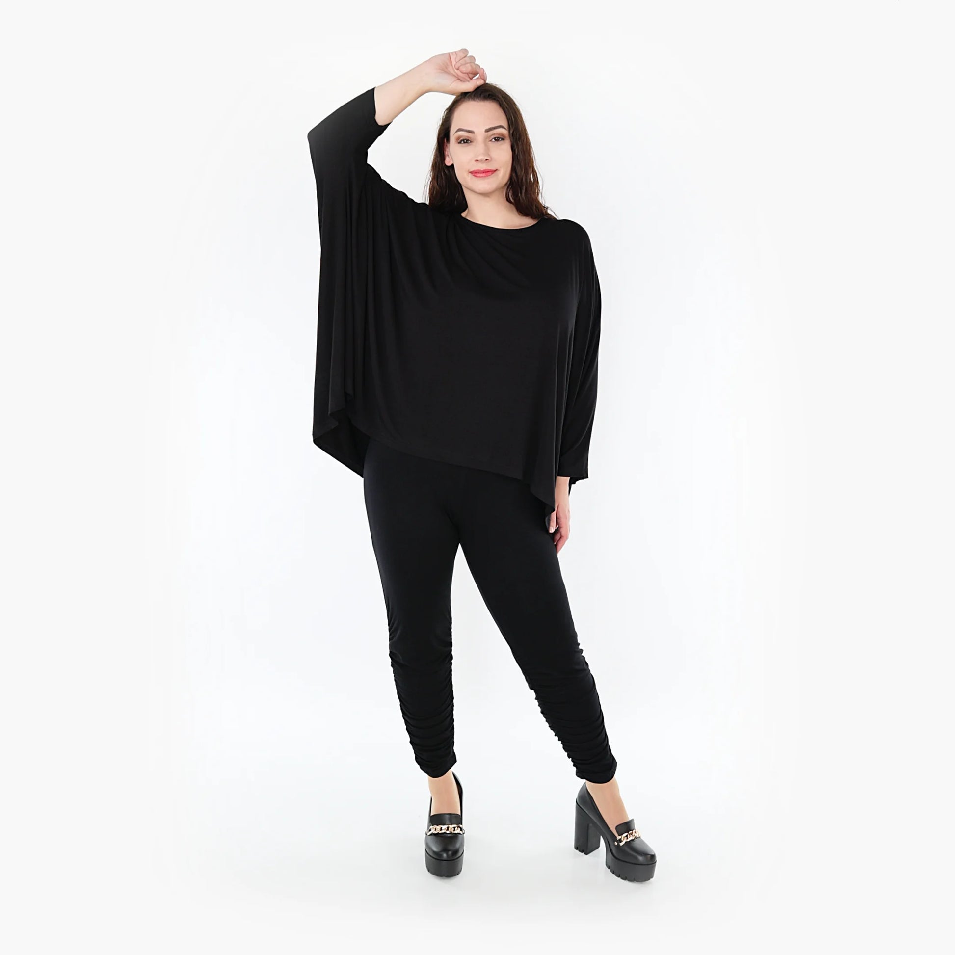 Bigshirt von AKH Fashion aus Bambus in kastiger Form, 1356.06307, Schwarz, Unifarben, Schick