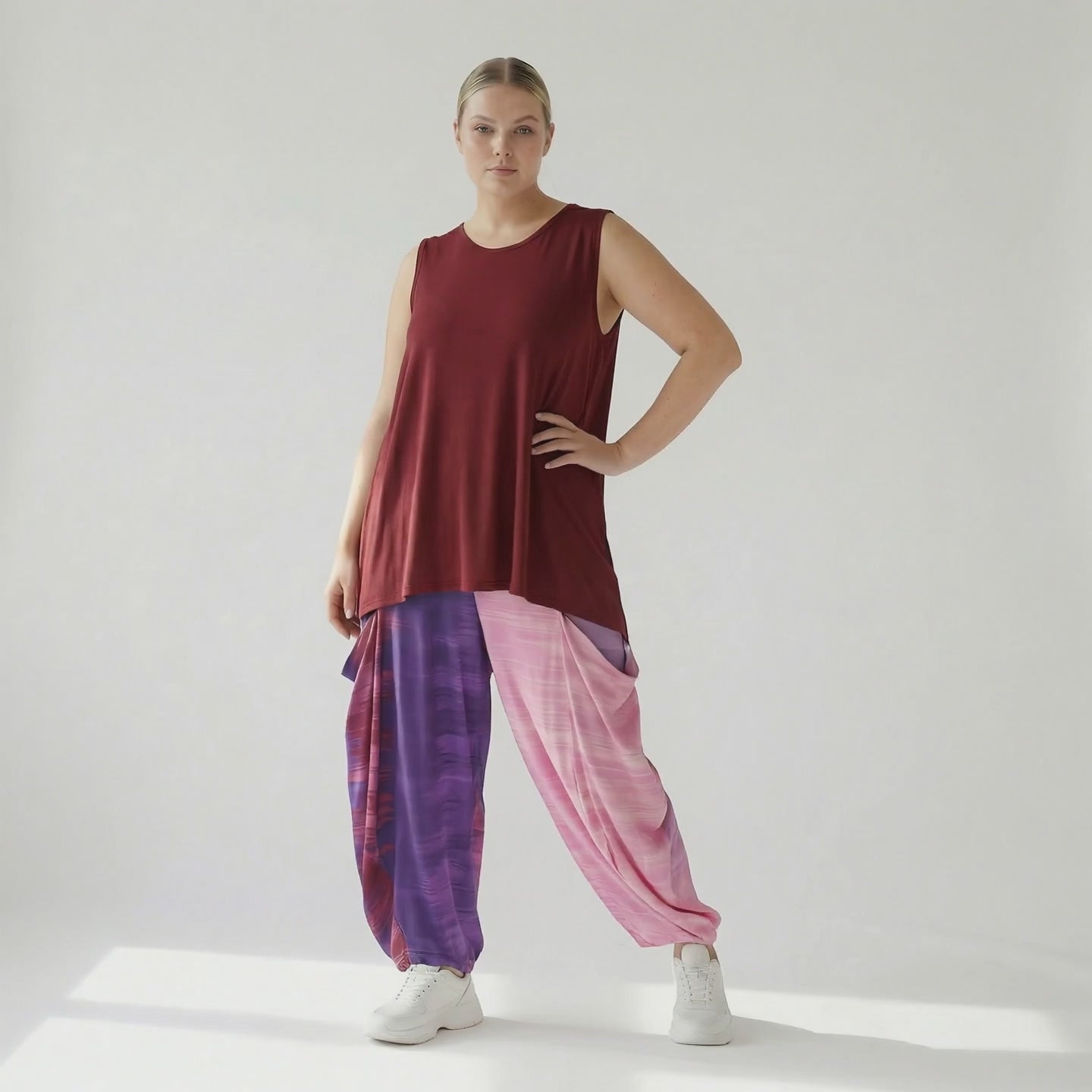 Ballonhose von AKH Fashion aus Viskose, 1249.08069, Flieder-Pink, Batik, Schick, Modern