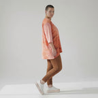 A-Form Shirt in Koralleorange aus Viskose mit Rundhals Halbarm Oversize für Lagenlook