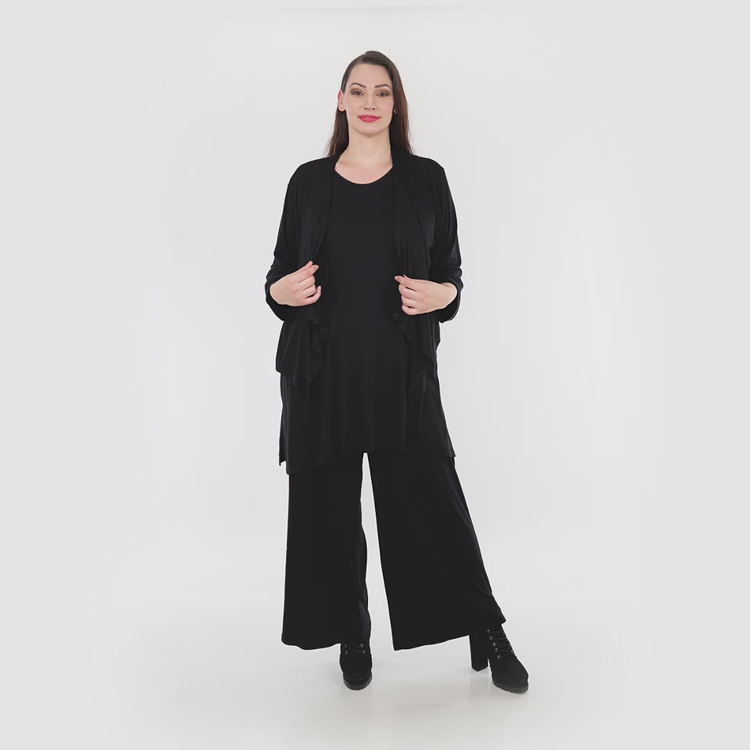 Zipfel Jacke von AKH Fashion aus Viskose, 1233.06949, Schwarz, Schick, Modern, Bequem