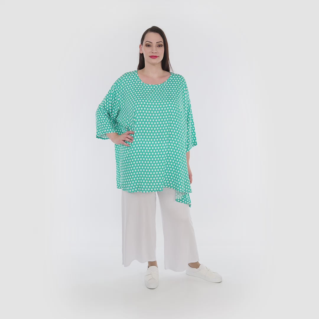 A-Form Bigshirt von AKH Fashion aus Viskose, 1273.00593, Mint-Weiß, Schick, Modern, Bequem