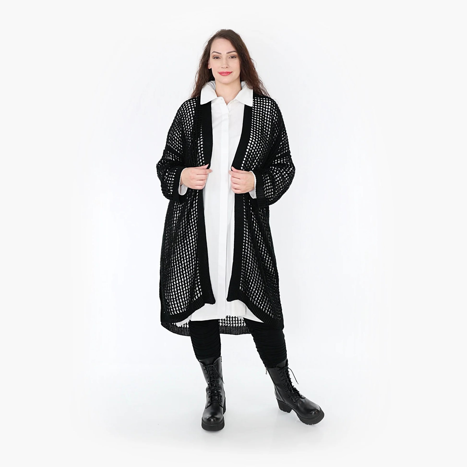 Jacke von AKH Fashion aus Baumwolle in gerundeter Form, 1336.02421, Schwarz, Ausgefallen