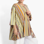  A-Form Bigshirt von AKH Fashion aus Materialmix, 1078.00593, Cognac, Streifen, Schick