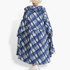  AKH Fashion Mantel in gerundeter Form, aus Viskose, 1089.01603, Blau-Grau, Kariert