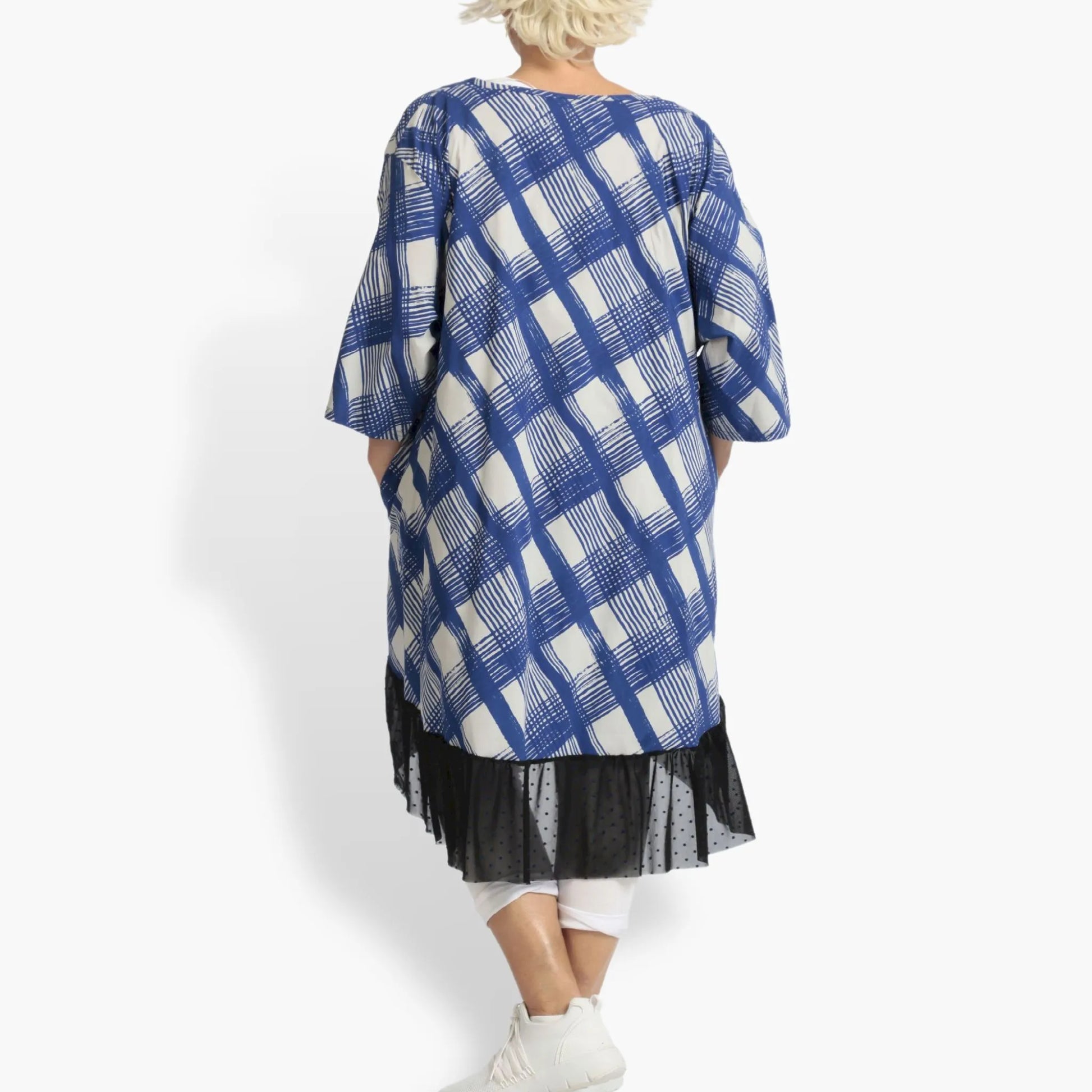  Bigshirt von AKH Fashion aus Viskose in gerundeter Form, 1089.06837, Blau-Grau, Ausgefallen