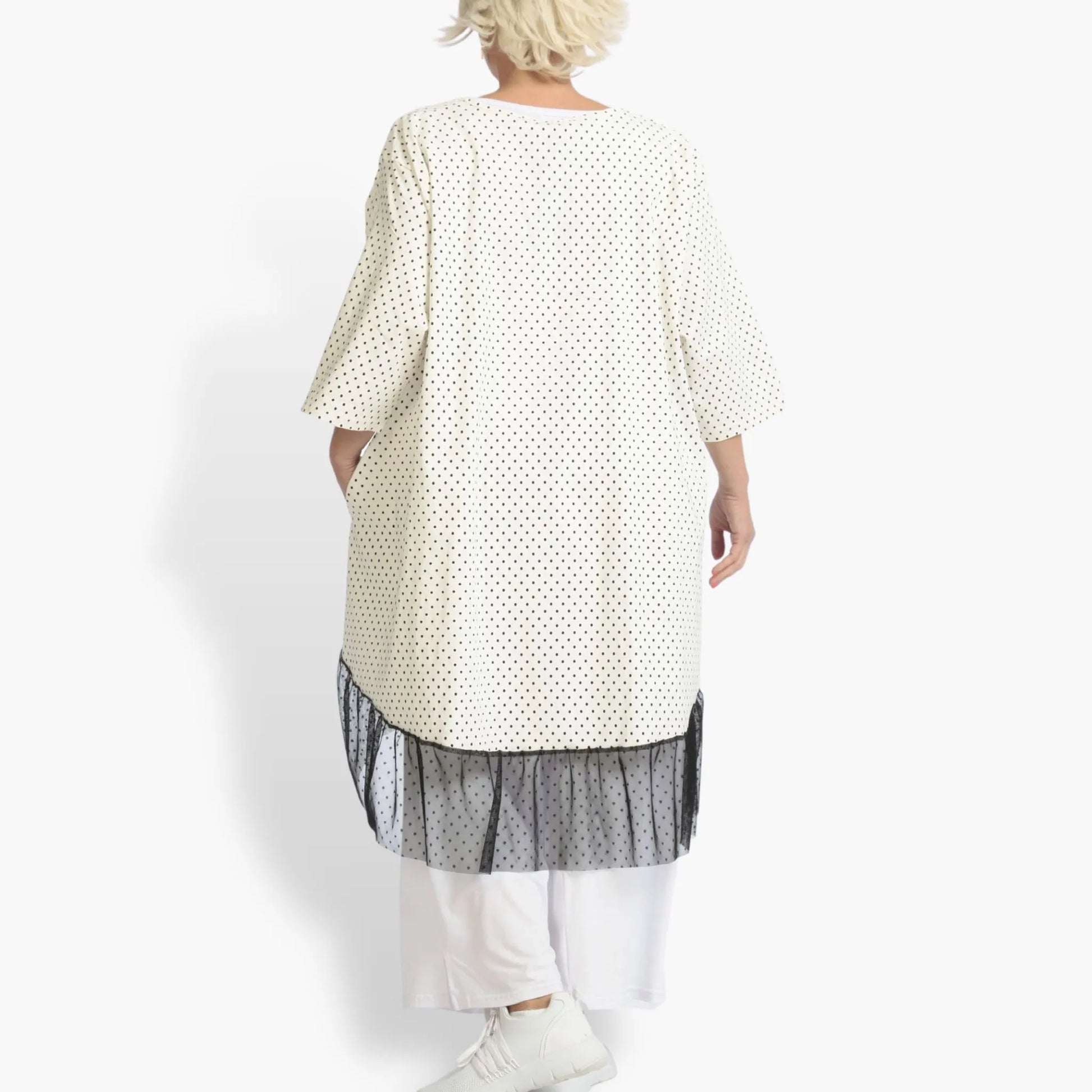  Bigshirt von AKH Fashion aus Viskose in gerundeter Form, 1090.06837, Weiß-Schwarz, Schick