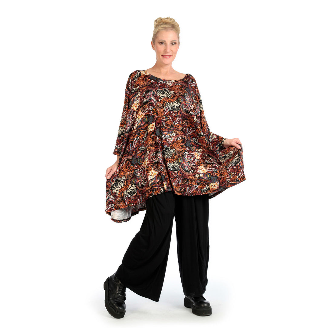  A-Form Bigshirt von AKH Fashion aus Viskose, 1122.00593, Rost, Paisley, Schick, Modern