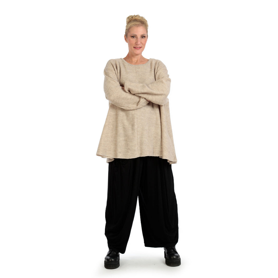  Bigshirt von AKH Fashion aus Materialmix in Glocken-Form, 1125.01892, Beige, Schick, Modern