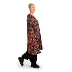  A-Form Kleid von AKH Fashion aus Viskose, 1130.06863, Schwarz-Fuchsia-Gelb, Pinselstrich